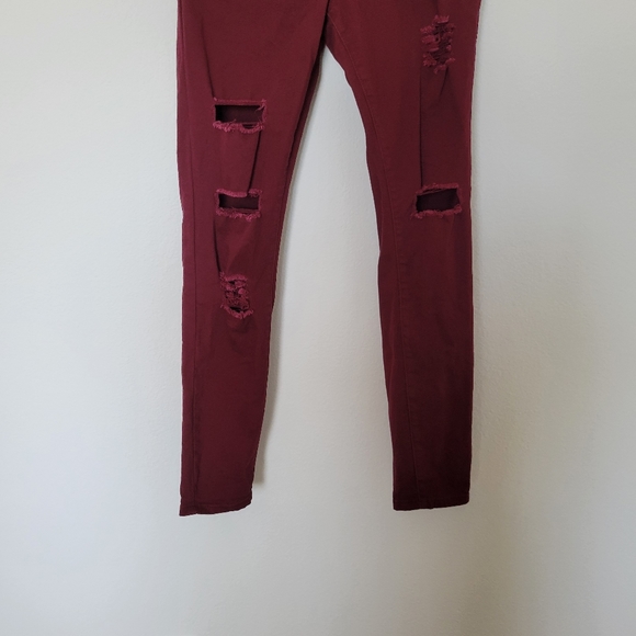 Blue Age Distressed Burgandy/Wine Jeans Size 7 - Picture 5 of 8